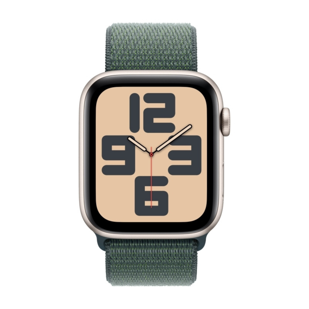 Apple Watch SE 2024 40mm Starlight Aluminum Case with Lake Green Sport Loop