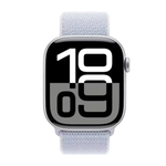 Apple Watch 10 46mm Silver Aluminum Case with Sport Loop, Blue Cloud