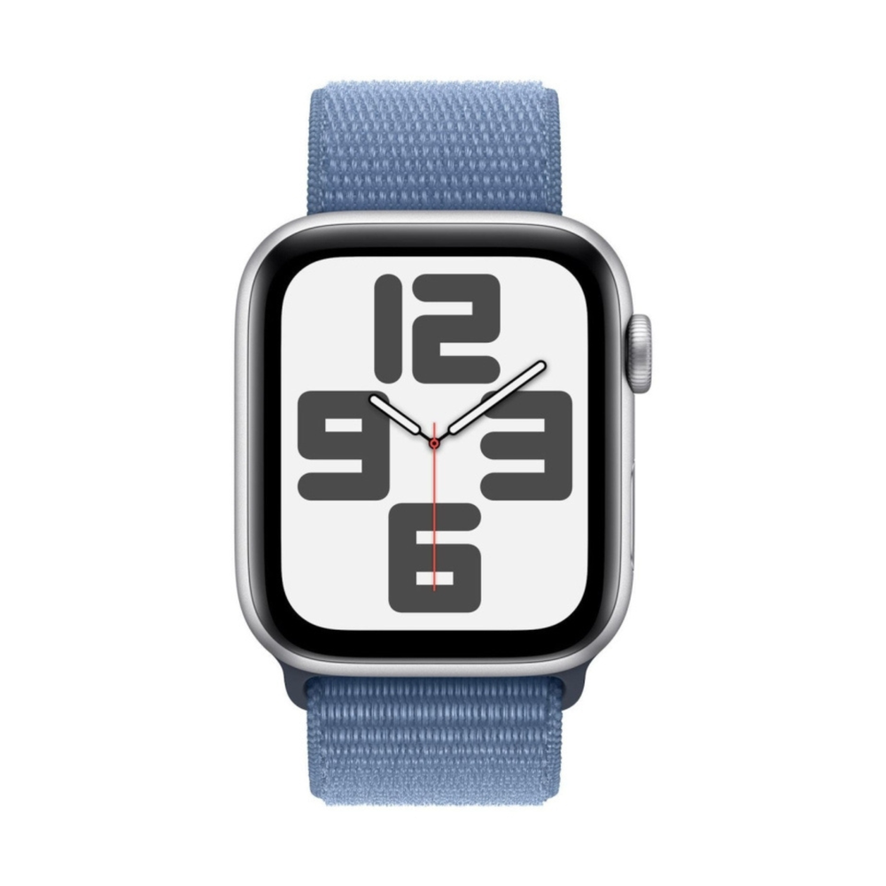 Apple Watch SE 2023 44mm Silver Aluminum Case with Winter Blue Sport Loop