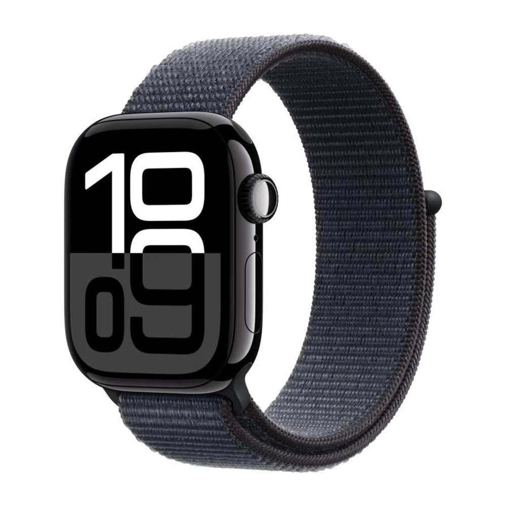 Apple Watch Series 10 42mm Jet Black Aluminum Case with Sport Loop, Ink