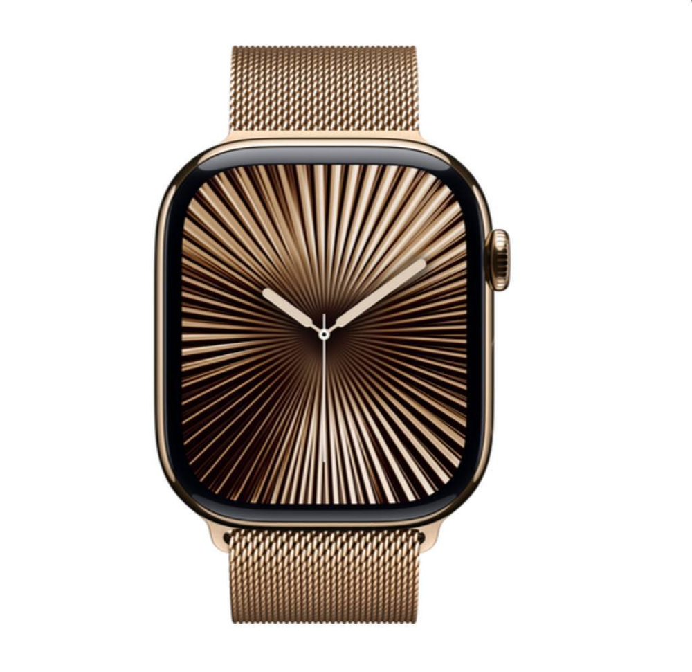 Apple Watch 10 42mm Gold Titanium Case with Milanese Loop, Gold