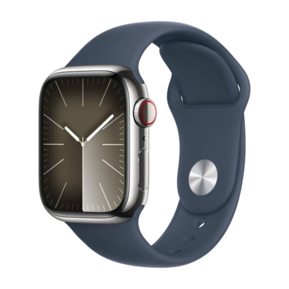 Apple Watch Series 9 45 мм Stainless Steel Silver with Sport Band Blue M/L