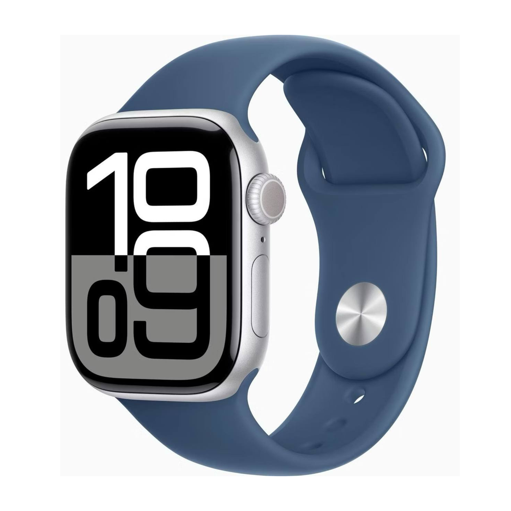 Apple Watch 10 42mm Silver Aluminum Case with Sport Band S/M, Denim