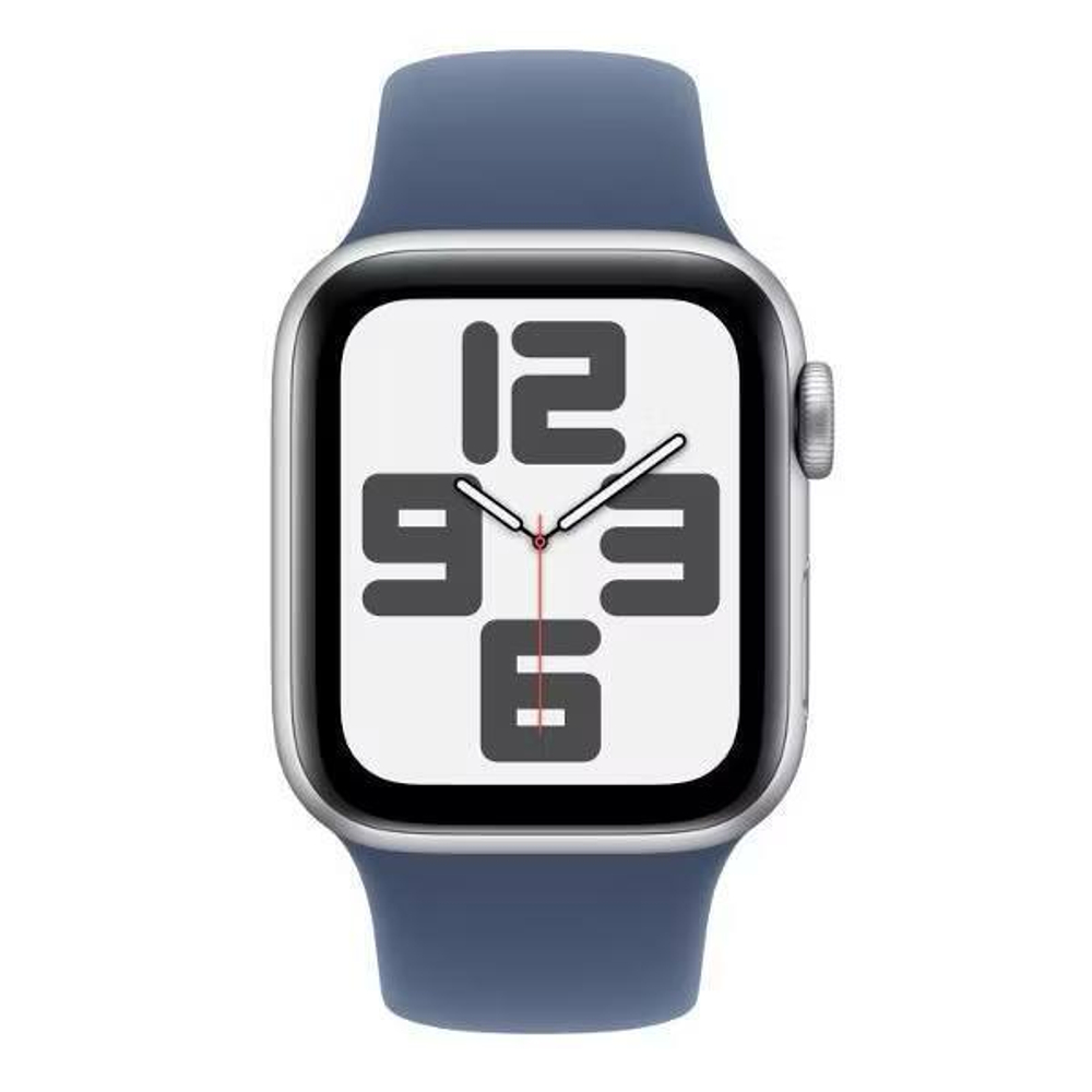 Apple Watch SE 2023 44mm Silver Aluminium Case with Storm Blue Sport Band M/L