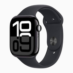 Apple Watch 10 42mm Jet Black Aluminum Case with Sport Band S/M, Black