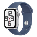 Apple Watch SE 2023 44mm Silver Aluminium Case with Storm Blue Sport Band S/M