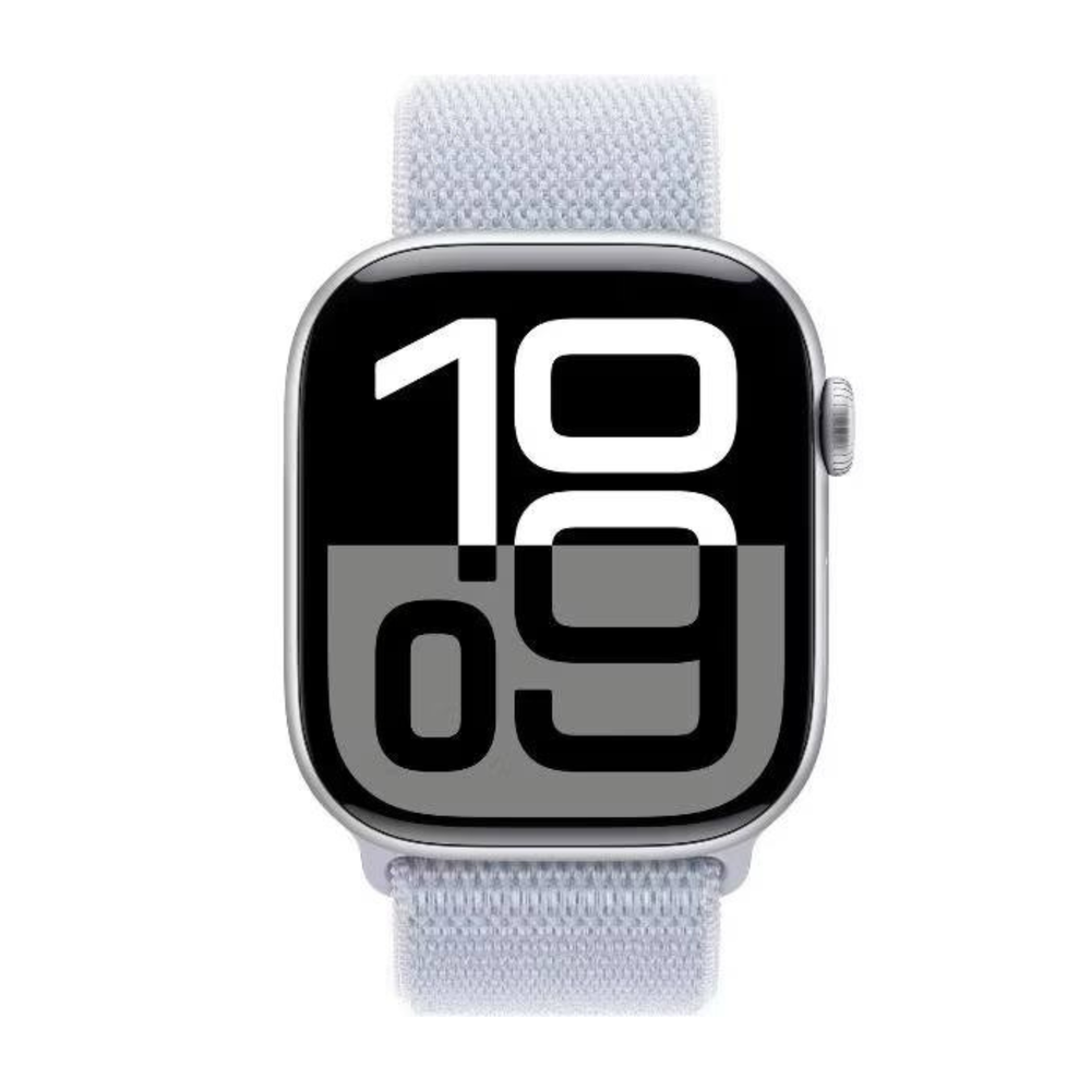 Apple Watch 10 46mm Silver Aluminum Case with Sport Loop, Blue Cloud